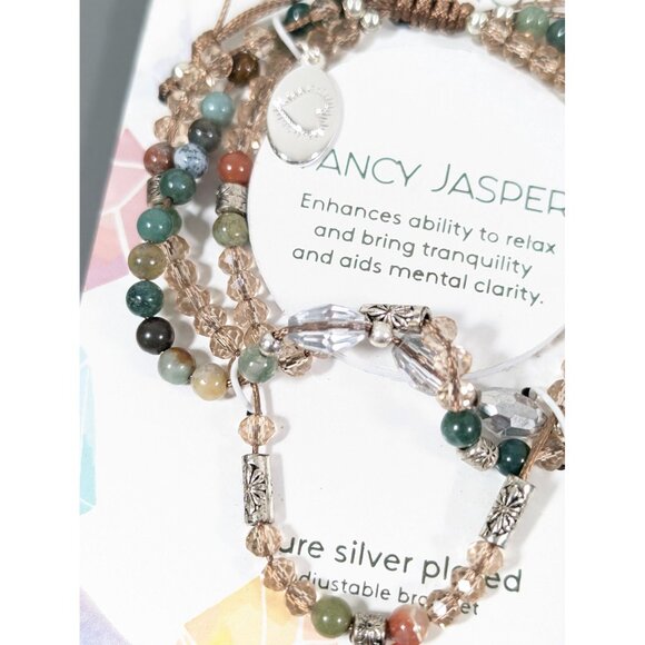 Footnotes Fancy Jasper Stone Adjustable Cord Bracelet Green NEW - Picture 7 of 8